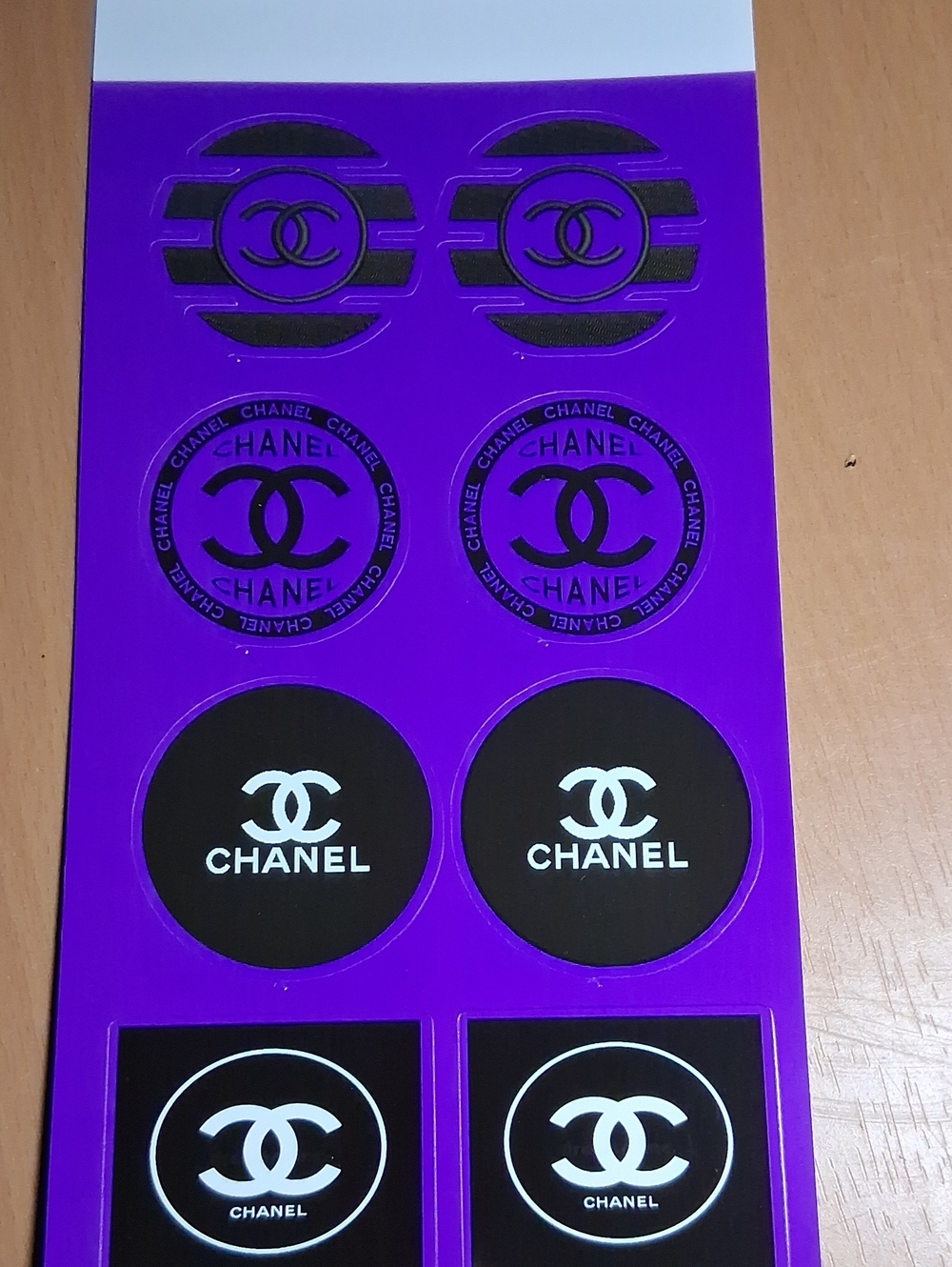 Chanel Logo Phone Sticker Set - Purple & Black